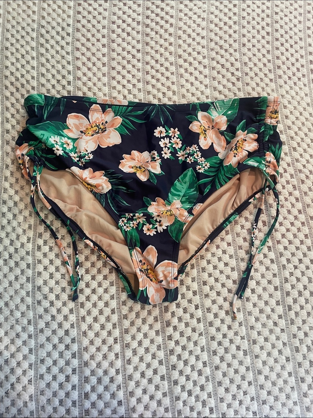 Kona Sol High Waist Floral Bikini Bottom 20W 22W Ruched Cinch Plus Size Swim - Picture 2 of 13